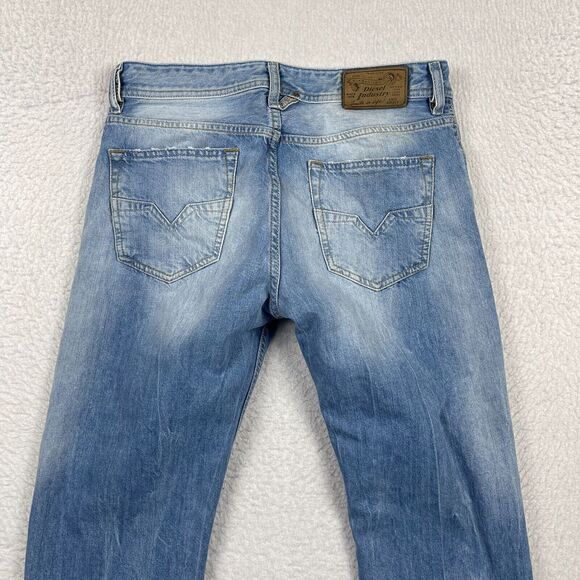 Diesel Jeans Mens 30x32 Blue Straight Larkee Button Fly (Hemmed Inseam‎ 26") - Picture 6 of 16